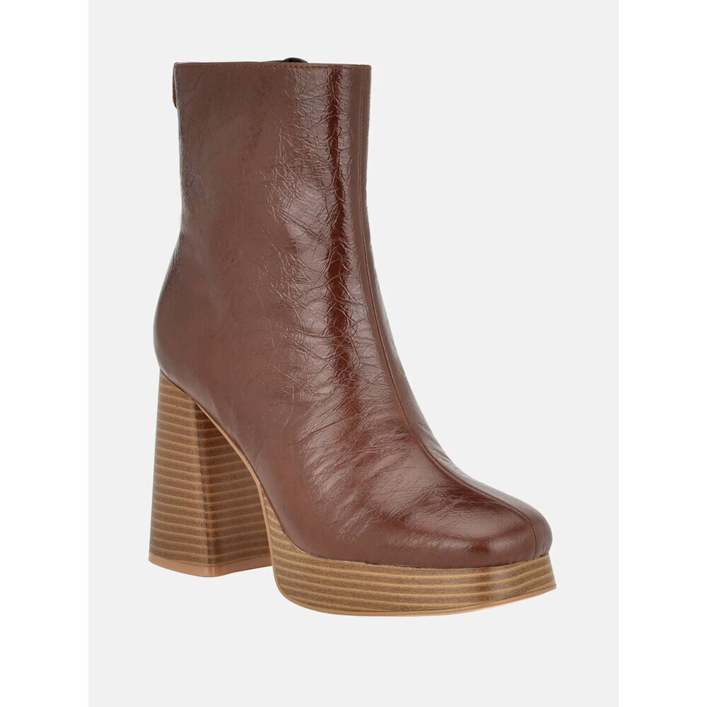 Guess Danca Boots Women's US 8.5 Brown Faux Leather Platform Bootie LION551
